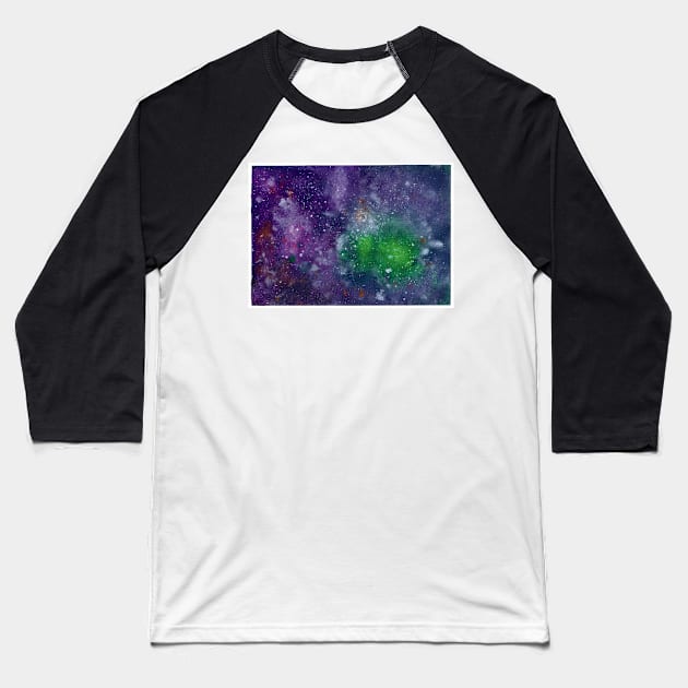 Purple Galaxy Baseball T-Shirt by Colzo Art